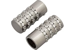 Victoria M. Gardinenstange Endstücke Endkappen Vorhangstange, Ø 16mm, Silber, 2er-Set, Endstück Diamanten-Zylinder