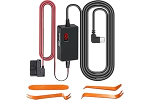 NewZC Kit de Câblage Dashcam de Type C Caméra Embarquée 12V-30V à 5V Voiture Cable d'alimentation Obd2 pour Dashcam USB C avec 24 Heures de Surveillance Protection Basse et Tension écran