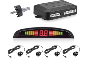 NIKTULE Kit sensore di parcheggio Auto Universale con 4 sensori di parcheggio, Display LCD, sensore di Sicurezza per parcheggio