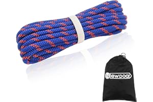 NewDoar CE & UIAA Certifié Corde d'escalade Statique 14KN / 18KN 8mm(5/16in)-10mm (3/8in) Corde d'escalade Haute Résistance Corde de Cordon Accessoire à Double Tresse pour Prusik Hauling Dragginge