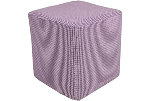 AQIGR Funda Otomana Puff Cuadrada Elástica Funda de Reposapiés de Sofá 50x50/60x60/80x80 Funda para Taburete Extraíble Moderno Protector de Puff con Parte Inferior Elástica(Violet,40x40x40cm)