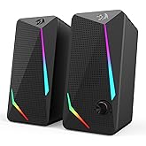 Redragon GS510 Waltz RGB desktop speakers, 2.0-channel PC stereo speakers with LED backlight, advanced bass and easy