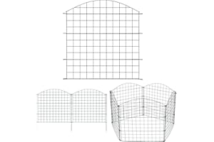 Tubiaz Clôture de Jardin en Métal - 11 Pièces avec 5 Éléments et 6 Barres de Fixation - Grillage pour Étang, Motif Paysage, Chiens (Supérieurs)