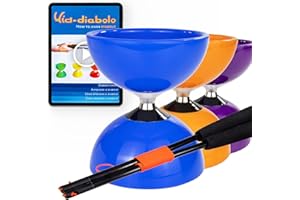 Juggle Dream Carousel Diabolo Juggling Set - Triple Ball Bearing Axle - with Super Glass Handsticks and Online Learning Video - Juggling (Blue)