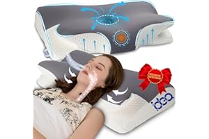 IDEA Nackenkissen Kopfkissen, Ergonomisches Kopfkissen Nackenschmerzen, Memory Foam Orthopädische Kissen, Schlafkissen für Seitenschläfer Rücken & Bauchschläfer - Linderung für Nacken & Schlaf