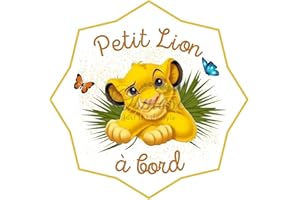 PRINT CORNER Disney - Autocollant Bébé à Bord - Simba, Lion King, Jaune, Vinyle, Rectangulaire, Usage Unique, Vitre, Véhicule