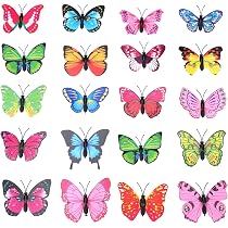 20 Stück Schmetterling Deko mit Sicherheitsnadeln, Bunte 20 Stück Schmetterling Deko mit Sicherheitsnadeln, Bunte