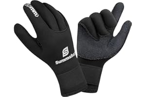 Summshall Gants de Plongée 3mm Gants Neoprene pour Homme Femme Thermiques Antidérapants Gants Plongée pour Surf, Kayak, Plongée en apnée, Voile, Canotage