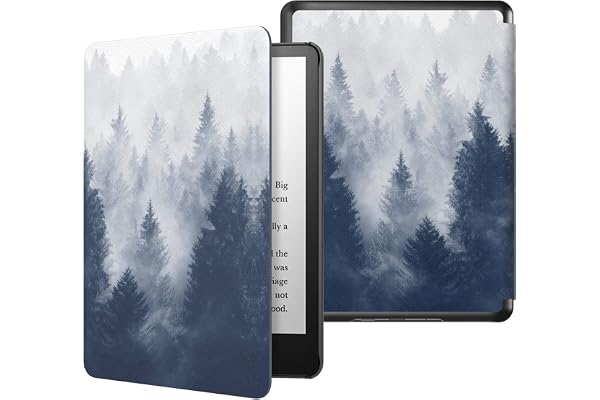MoKo Étui Compatible avec 6,8 Pouces Kindle Paperwhite 11e Gén (Modèle 2021), Coque de Protection Enfant Magnétique Auto Réveil/Veille pour Kindle Paperwhite Édition Signature, Forêt Grise