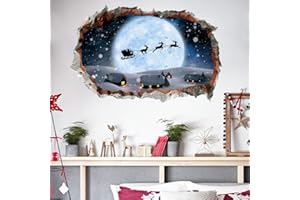 HPNIUB 3D Weihnachtsfenster Aufkleber,Santa Stickers,Weihnachten Schaufenster Deko,Schneeflocke Fensterdeko Abnehmbar Weihnachts Fensterbilder für Vitrinen Glas Zuhause Wandtattoo (Weiler)