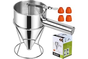 JTZXJJX Kolben-Trichter Kuchenmacher mit Edelstahl-Trichter Kuchenspender mit Ständer für Cupcakes, Takoyaki oder andere Backwaren (0,6L)