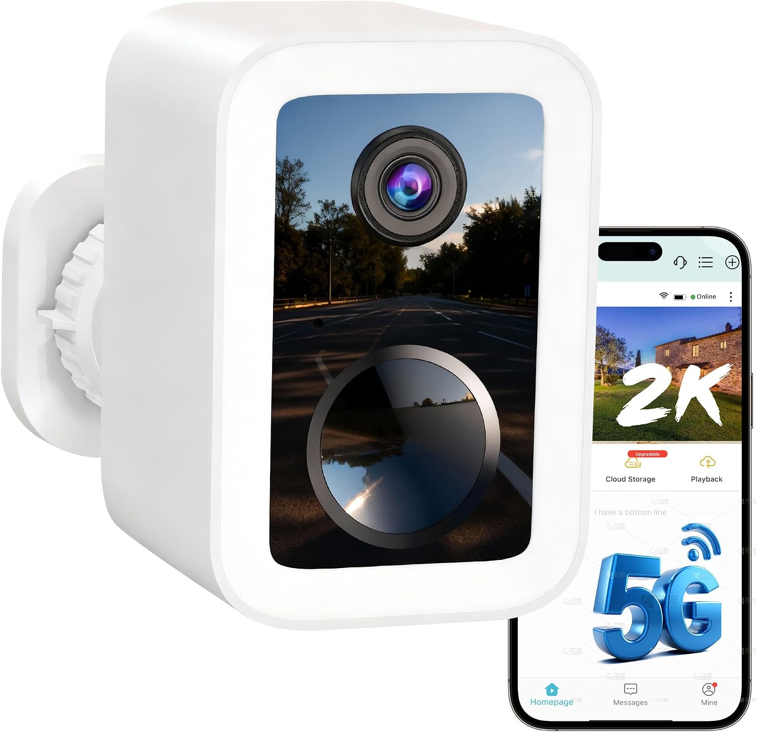 Funstorm 2K Wireless Security Camera Outdoor, 5GHz/2.4GHz Dual-Band WiFi Battery Powered Home Security Camera with Free Cloud Storage, Color Night Vision, AI Motion Detection, Spotlight & Siren, IP66