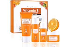 HOUSN Skin Care Kit Viso,Cofanetto Regalo Donna per Detergere e Idratare con Vitamina C Crema Viso,Skincare Kit l'idratazione, Regalo per Donne