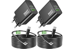 ARCCRA 45W USB C Ladegerät, 2-Port Handy Schnellladegerät PD/PPS Mehrfach Netzteil, Kabel USBC Schnellladekabel für Samsung Galaxy S25 S24 S23 S22 Ultra 5G A56 A55, iPhone 17 16 15, Charger Ladekabel, 2Pack