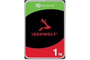 Seagate IronWolf, 1 TB, Disk Interno NAS, SATA da 6 Gbit/s, CMR 3,5", 5400 giri/min, cache 64 MB, NAS RAID, 3 anni Rescue Services, Imballaggio Senza Frustrazioni (ST1000VNZ08)
