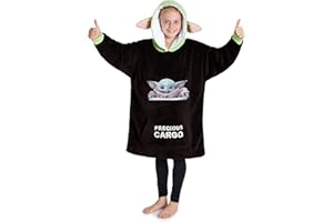 Disney The Mandalorian Sweat à Capuche Enfant - Pull Plaid Oversize en Polaire Baby Yoda