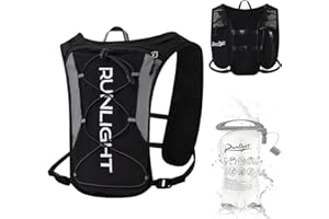 RUNLIGHT G220 Gilet de course pour homme et femme, sac à dos d'hydratation réglable, respirant et réfléchissant avec poche d'eau de 1,5 l pour randonnée, sentier, course à pied, marathon, cyclisme