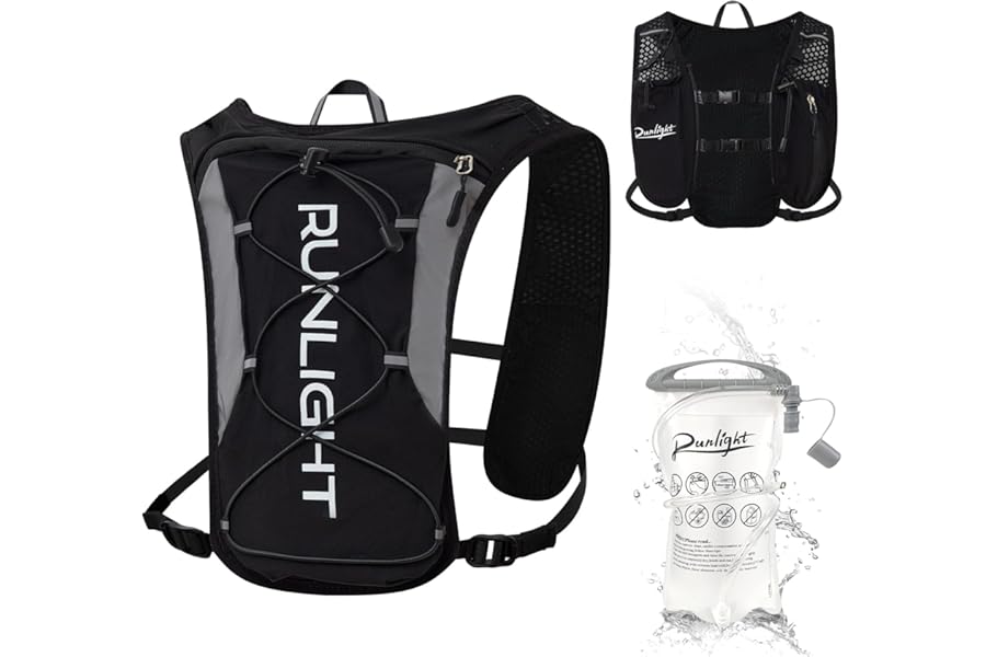 Running Vest Women Men,ight Reflective Hydration Vest Pack with 1500ml Soft Water Bottle,Adjustable Hydration Vest For Hiking Trail Cycling Marathon