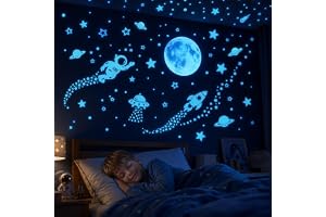 Quelcc 1513 st Fluorescerande Stjärnor och Måne för Tak, Rymd Väggdekaler, Set Glöd i mörkret, Barndekoration
