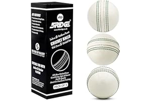 5RIDGE Lot de 3 balles de cricket pour entraînement en caoutchouc souple et sûr avec couture et noyau cousus pour rebond, swing et rotation, idéales pour l'entraînement, le développement des compétences