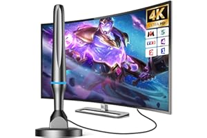 DTB TECH TV-Antenne für den Innenbereich, leistungsstark, TNT HD, 2024, leistungsstarke TV-Antenne für den Innenbereich, mit Magnetfuß – 360 ° Langer Empfang, kompatibel mit 4 K 1080P und Allen Fernsehern