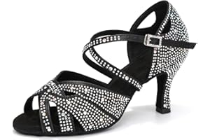 YCALCP Damskie buty do tańca latynoamerykańskiego z odkrytymi palcami Salsa Bachata Tango Towarzyskie buty do tańca towarzyskiego,YCL388,7.5cm