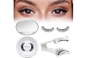 Ciglia Magnetiche Riutilizzabili con Applicatore, Non Richiede Colla Ciglia Finte Magnetiche QUEWEL Facili da Indossare e Rimuovere con Istruzioni (Set-B-1 Paia)