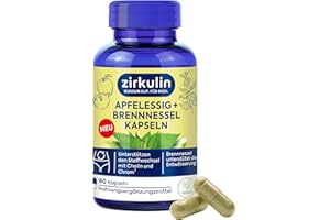 ‎ZIRKULIN Zirkulin Apfelessig + Brennnessel (80 Kapseln) – Mit Chrom & Cholin für normalen Stoffwechsel – Unterstützt Entwässerung & Nierenfunktion – Vegan, glutenfrei, laktosefrei