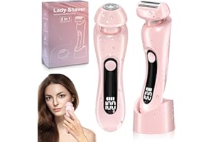XKUIHF Rasoir Electrique Femme, 2 en 1 Tondeuse Intime, Rechargeable Tondeuse Bikini Femme étanche IPX7 Epilateur pour Maillot, Visage, Aisselles, Jambes, Bras, Corps (rose)