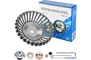 Aolawco Brosse de désherbage professionnelle pour débroussailleuse, 25,4 mm, brosse métallique dentelée pour débroussailleuse, avec 7 adaptateurs