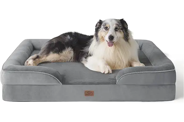 Bedsure Sofá Perro Ortopédica Extra Grande - Cama Perro Viscoelastica y Lavable, Colchon Perro con Funda Desenfundable y Forro Impermeable, Gris, XL