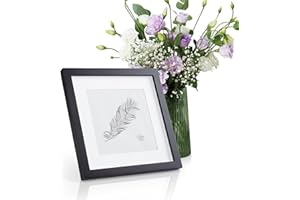 CLASSIC BY CASA CHIC Classic de Casa Chic - marco cuadrado - negro - 25x25 cm - con vidrio de seguridad irrompible - con passepartout 17,5x17,5 cm - ancho del marco 2cm