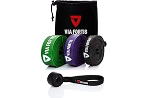 ‎VIA FORTIS VIA FORTIS Premium Resistance Bands + Übungsanleitung und Tasche - Widerstandsbänder/Klimmzugband und Klimmzughilfe/Fitnessband/Trainings-Bänder für Fitness & Krafttraining