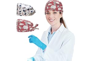 Siribelle 2 Pièces Calot Chirurgien Femme Homme Calot Bloc Opératoire Réglable Respirant Calot Cuisine avec Bouton pour Infirmier Dentiste