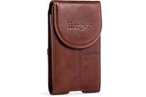 Hengwin Skórzany futerał na telefon iPhone 14 13 12 11 Pro Max XS SE XR 8 7 6S Plus, etui na telefon komórkowy z klipsem do paska i szlufką na pasek