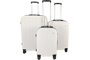 GOODS EMPORIUM Luggage Sets 3 Piece - Hardshell Suitcase set of 3 Suitcases - Lightweight Suitcase Sets with Lock - Large Medium Small Suitcases Cabin size 4 Wheels - Case and Hand Luggage set (White, Set of 3)