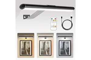 Shulltji Wireless Picture Lights with Timer, Battery Operated Wall Lights for Large Mural, Display Lamp with 3 Lighting Modes,Dart Board Lighting (13" Black)