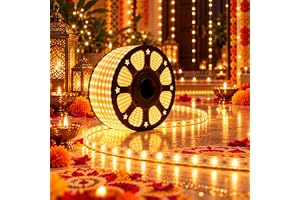 Desidiya 20 Meter LED Rope Light Warm White for Diwali Decoration | Flexible PVC Pipe Light for Balcony, Window, Ceiling Cove