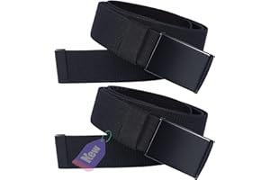 Boneke Cintura elastiche per gli uomini, 2 Pezzi Nylon Canvas Cintura Casuale in tessuto traspirante con fibbia regolabile in metallo, cintura unisex per il lavoro e lo sport all'aperto