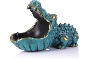 oliruim Ciotola a forma di coccodrillo, con statua di animale divertente, per ingresso, decorazione per ufficio, porta caramelle a forma di bocca grande, per casa, soggiorno, contenitore portaoggetti