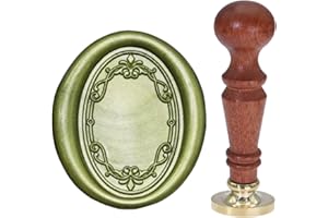 Atopbb Frame Wax Seal Stamp, 3D Embossed Frame Relief Carving Wax Sealing Stamp, Wooden Handle, Brass Seal Head, Bronze Golden, Wedding Invitations, Letter Sealing