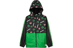 MINECRAFT Giacca Impermeabile Bambino, Giacca a Vento Antipioggia Foderata in Pile Ragazzo