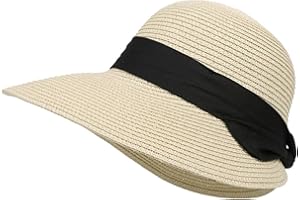Airmoon Summer Beach Hats for Women, Sun Hats for Women UV Protection UPF 50+,Travel Foldable Packable Wide Brim Straw Hat