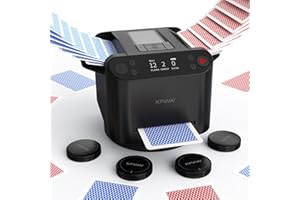 KPAW 2-in-1 Automatic Card Shuffler & Dealer - Support 12 Players, 4 Drawing Remotes, Built-in Gameplays, 360°/180° Deal, Adjustable Dealing Distance, for Poker, UNO, Phase 10, Skip-Bo, Rummy (Black1)