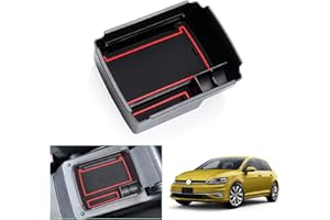 GAFAT V W Golf 7 7.5 2013-2019 Scatola portaoggetti per console centrale, Golf MK7 organizer per braccioli, portaoggetti centrale (Rosso)