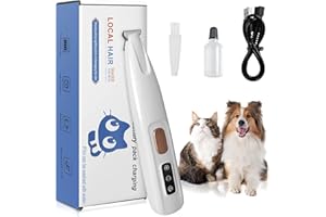 EYEZEEPTION Pfotentrimmer für Hunde Haarschneidemaschine Pfotentrimmer mit LED, Geringeres Rauschen Wasserdichter Hunderasierer, Haarschneidemaschine für Pfoten Haustier Hunde Katzen (Weiß)