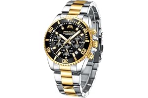 MEGALITH Mens Watches Chronograph Stainless Steel Watches for Men Waterproof Designer Mens Wrist Watches Dress Luminous Date Quartz Watch, Gifts for Men