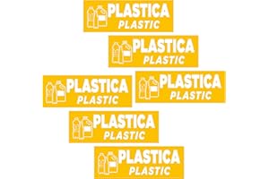 EVEREST ADV 6 Adesivi per Raccolta Differenziata "PLASTICA" | Etichette per Contenitori Rifiuti in Italiano ed Inglese | Formato cm 15x5 | PLASTICA