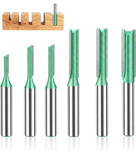 Fräser für Oberfräse, 7 Stück 6mm Schaft Gerade Fräser Set, Hartmetall Fräsen, für Holzzuschnitt, diy Holzbearbeitung(3mm,4mm,5mm,6mm,8mm,10mm,12mm