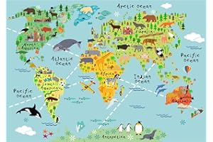 Stukk Kids Animal Map Of The World Educational Poster - A4 (210 x 297mm),white